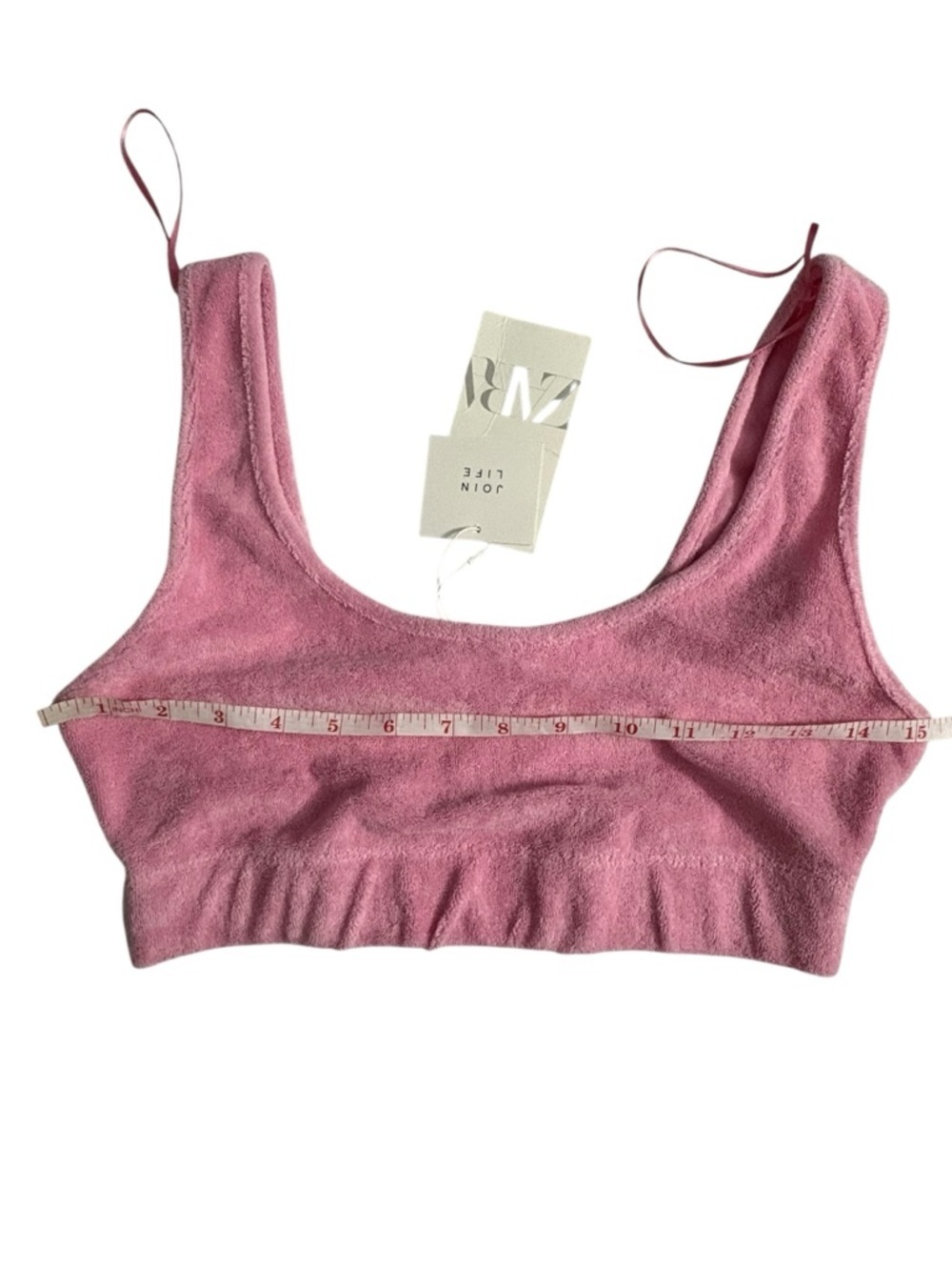 ZARA Pink Terry Bralette — Soft Stretch Tank Style. Size M. New - Picture 4 of 11